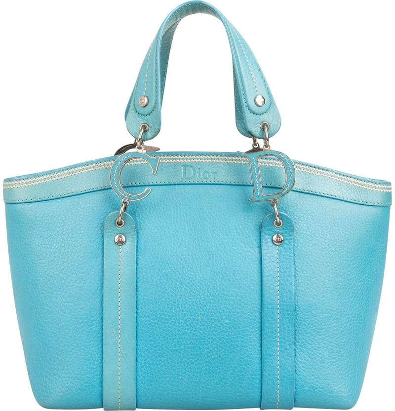 Christian Dior Blue Pebbled Calfskin Diorissimo Addict Handbag