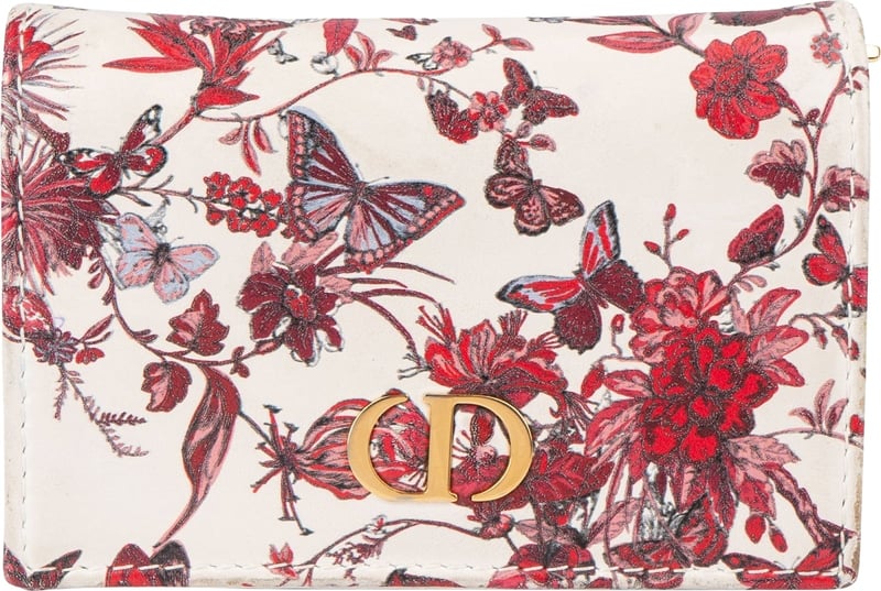 Christian Dior Monogram Floral Saddle Flap Mini Wallet