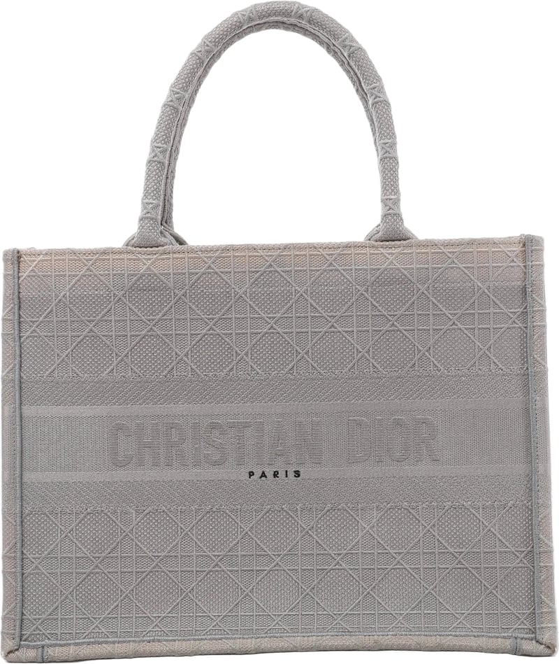 Christian Dior Book Tote Medium Cannage Canvas Shoulder Bag in Gray