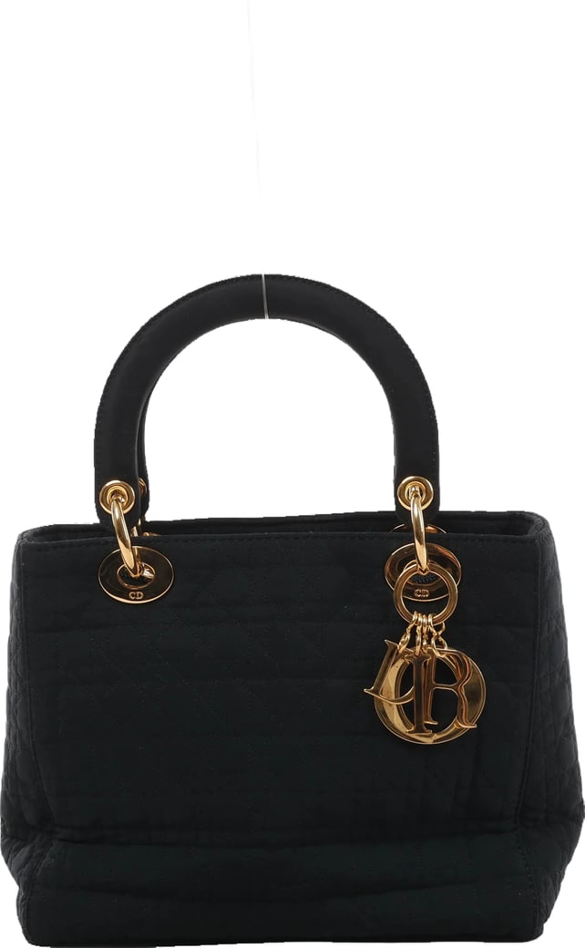 Christian Dior Lady Dior Cannage Nylon Handbag in Black