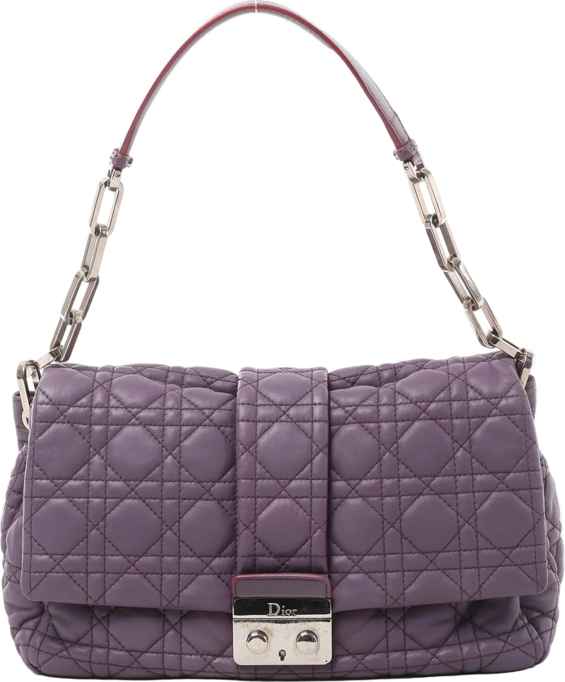 Christian Dior New Lock Cannage Leather Shoulder Bag in Purple