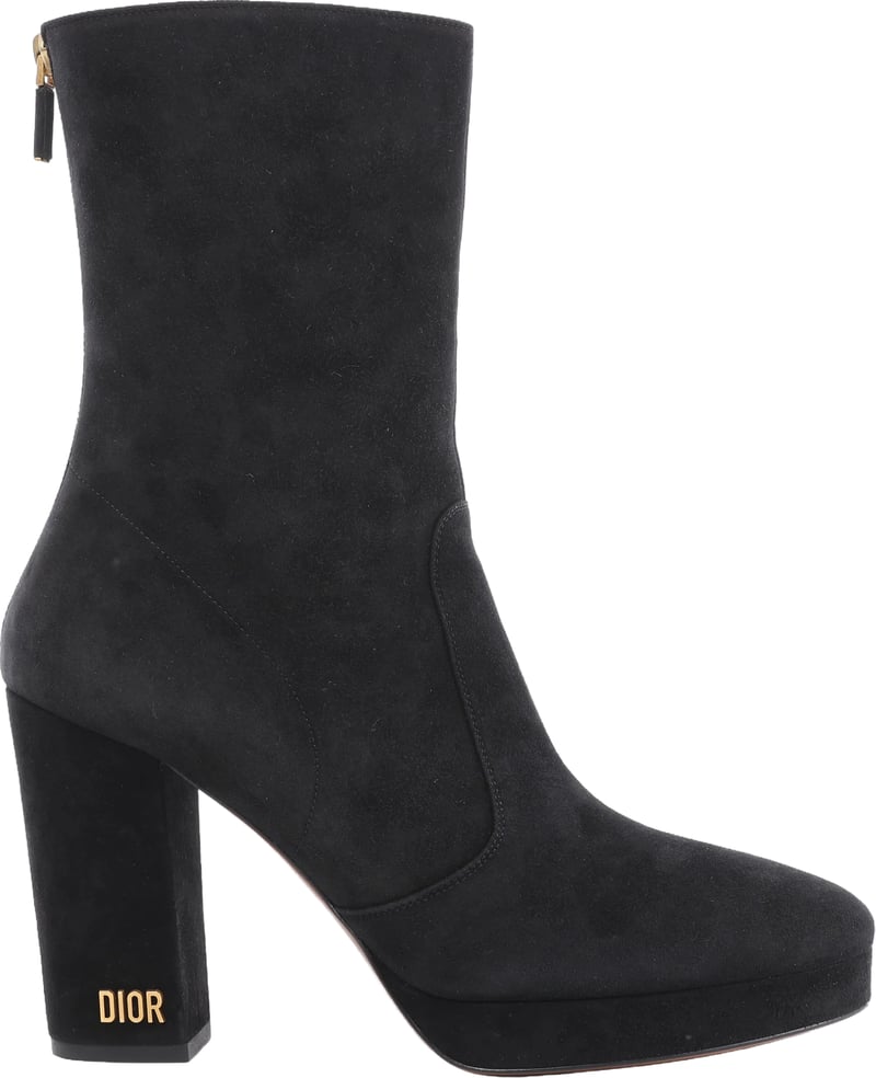 Christian Dior D-RISE Suede Ankle Boots in Black MC0319, Size EU 38.5