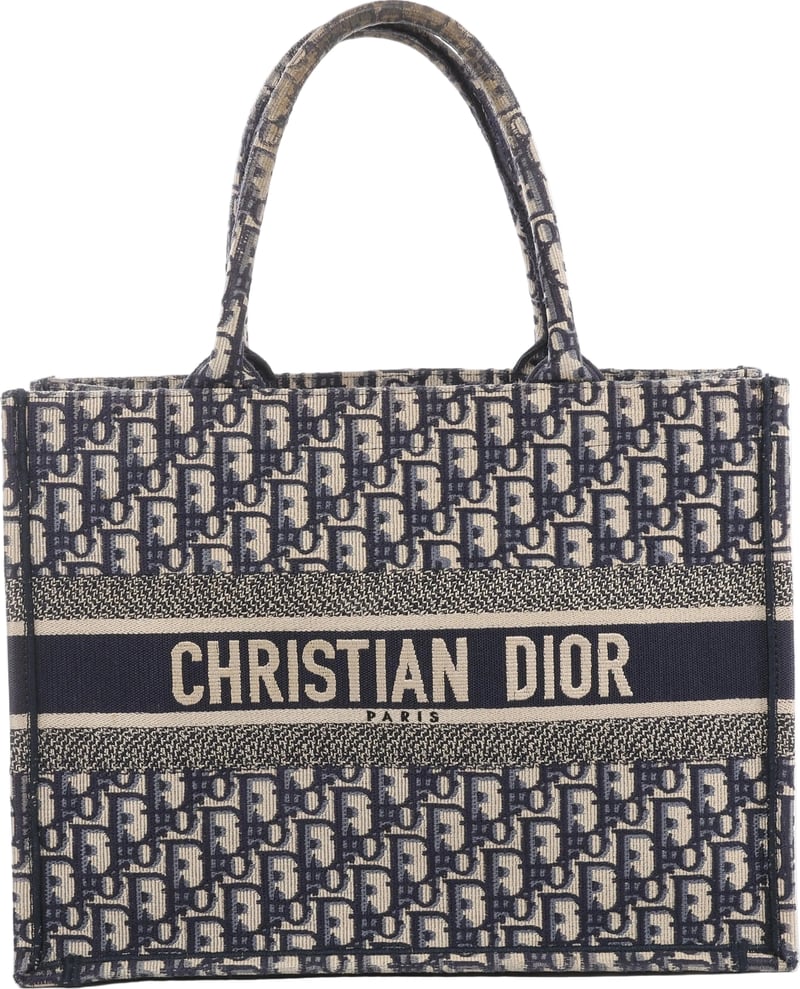 Christian Dior Book Tote Oblique Canvas Shoulder Bag in Navy Blue