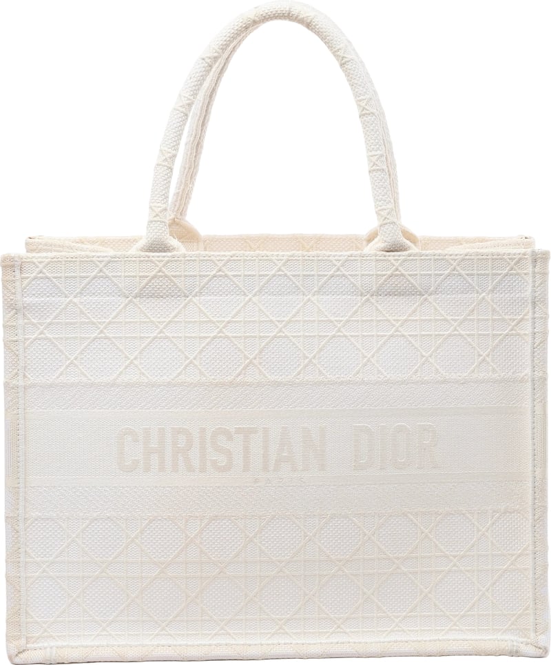 Christian Dior Book Tote Medium Canvas Shoulder Bag in White