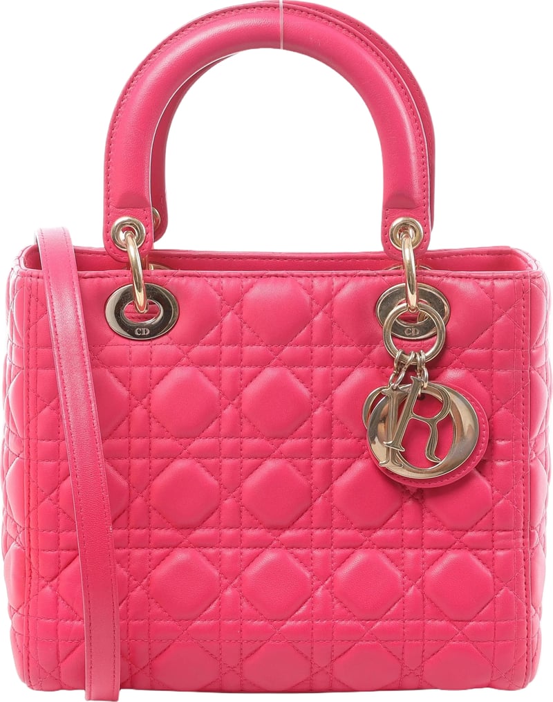Christian Dior Lady Dior Medium Cannage Leather 2Way Handbag in Pink