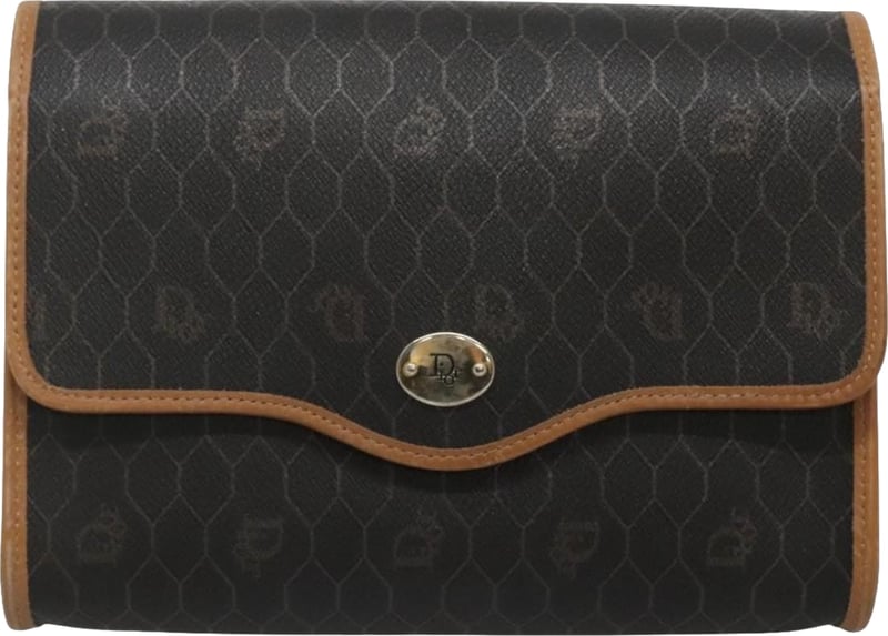 Christian Dior Vintage Honeycomb Flap Coated Canvas Long