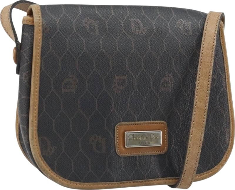 Christian Dior Vintage Honeycomb Flap Coated Canvas Long