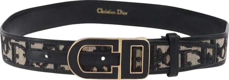 Christian Dior D Buckle Belt Canvas and Leather