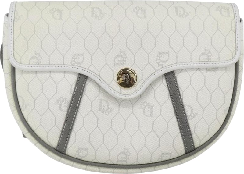 Christian Dior Vintage Honeycomb Flap Coated Canvas Long