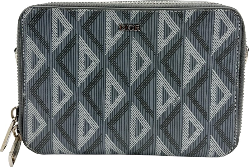 Christian Dior Double Zip CD Diamond Coated Canvas