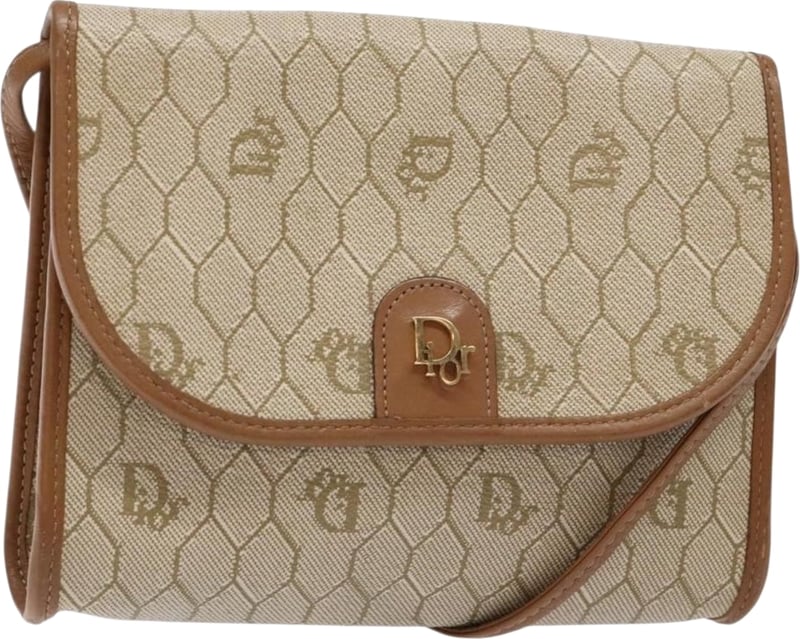 Christian Dior Vintage Honeycomb Flap Coated Canvas Long