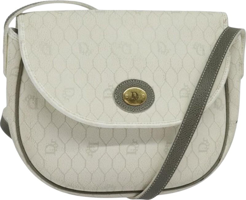 Christian Dior Vintage Honeycomb Flap Coated Canvas Long