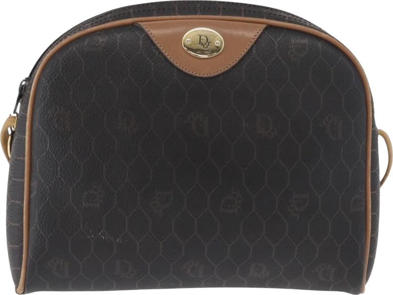 Christian Dior Vintage Honeycomb Zip Coated Canvas Medium