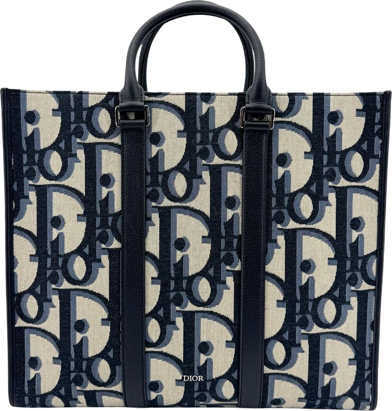Christian Dior Book Tote with Strap Oblique Canvas Medium