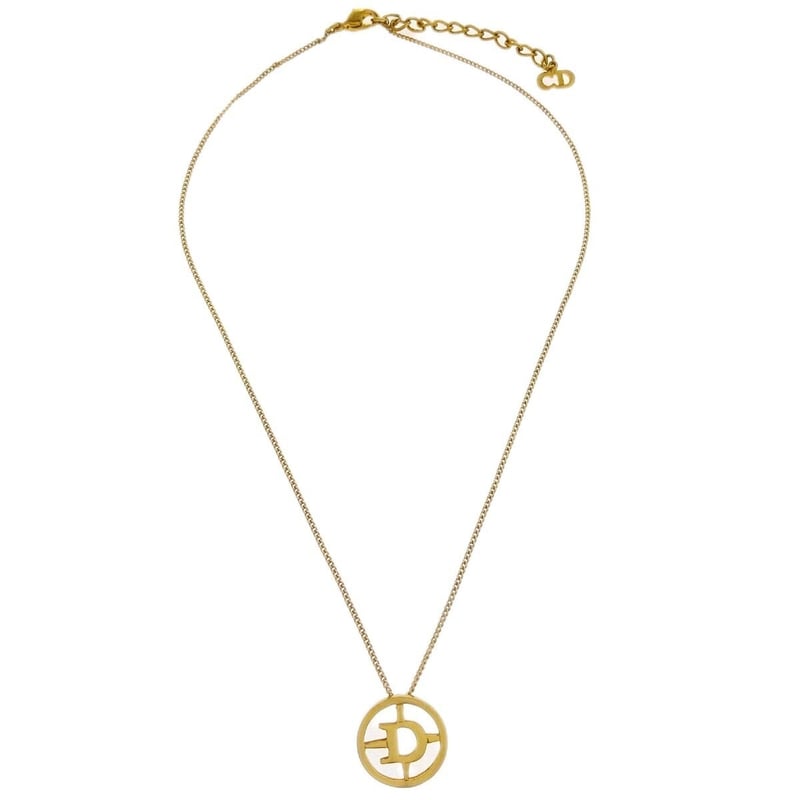 Christian Dior Round Logo Pendant Metal with Crystal