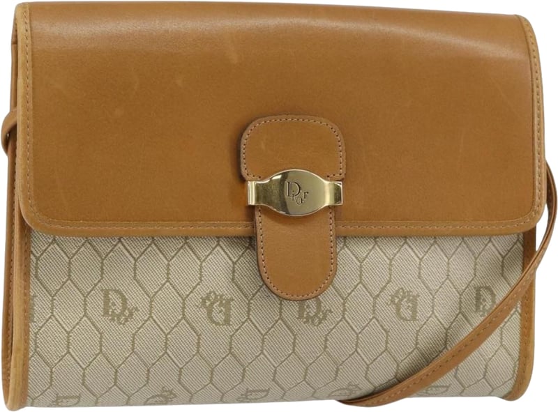 Christian Dior Vintage Honeycomb Flap Coated Canvas Long