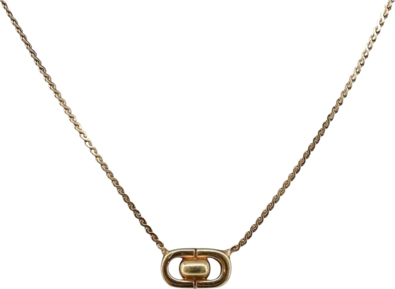Christian Dior CD Oval Pendant Necklace Metal