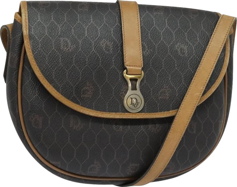 Christian Dior Vintage Honeycomb Flap Coated Canvas Long