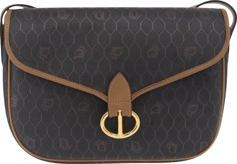 Christian Dior Vintage Honeycomb Flap Coated Canvas Long
