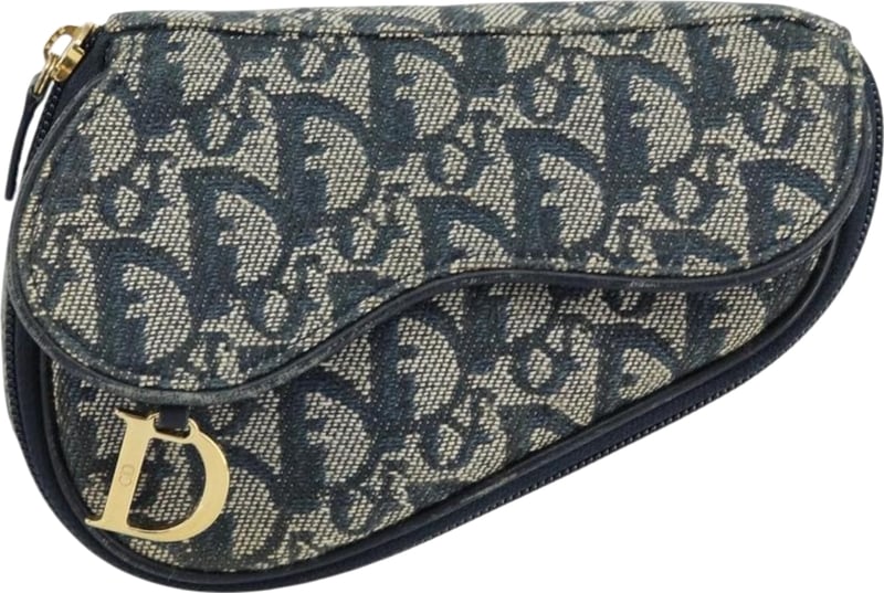 Christian Dior Vintage Saddle Coin Purse Diorissimo Canvas