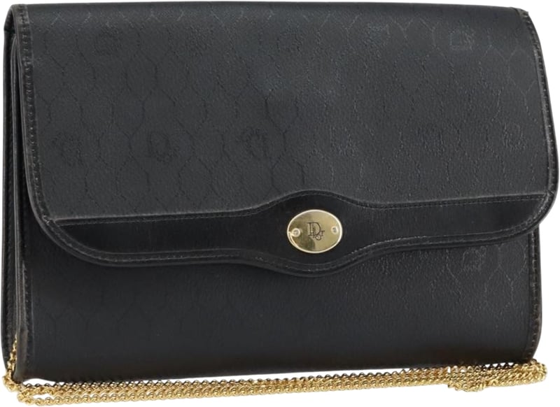 Christian Dior Vintage Honeycomb Flap Coated Canvas Long