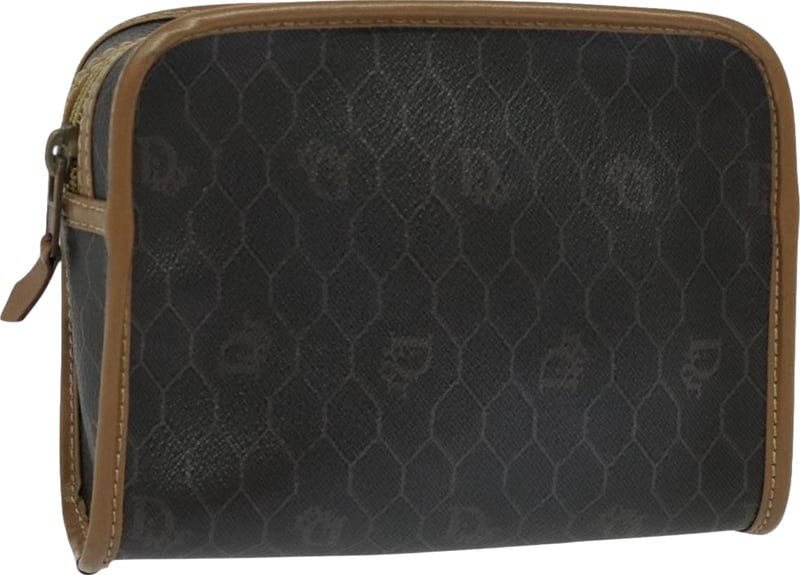Christian Dior Vintage Honeycomb Zip Coated Canvas Medium