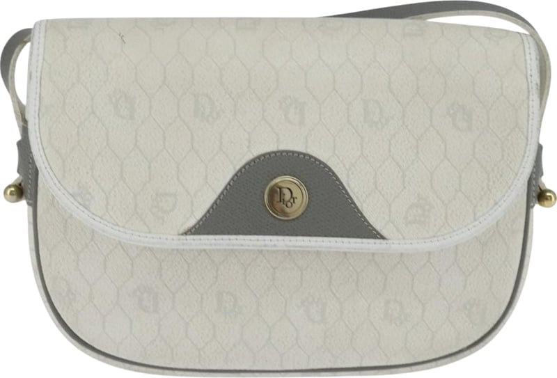 Christian Dior Vintage Honeycomb Flap Coated Canvas Long