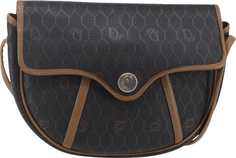 Christian Dior Vintage Honeycomb Flap Coated Canvas Long
