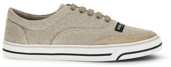 Dolce & Gabbana Beige Linen Low Top Sneakers