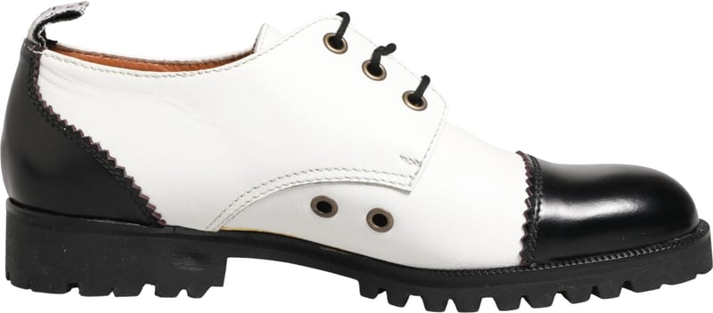 Dolce & Gabbana Black White Leather Derby Shoes