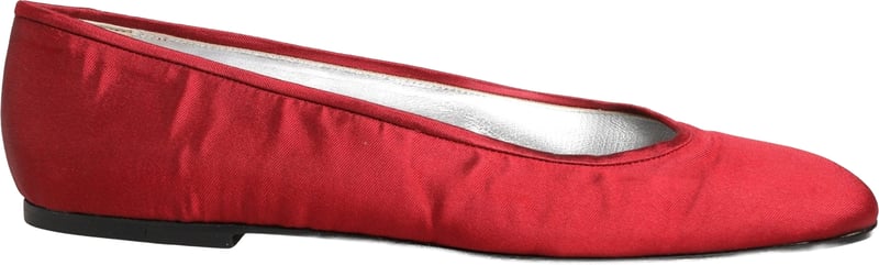 Dolce & Gabbana Red Satin Fabric Ballet Slip On Flats Shoes
