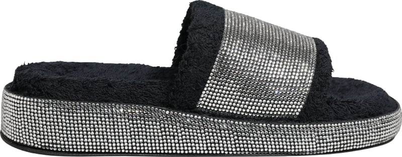 Dolce & Gabbana Black Crystal Embellished Platform Slides Shoes