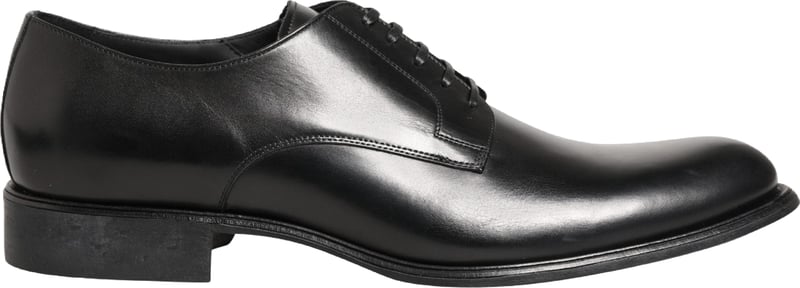 Dolce & Gabbana Black Calfskin Leather Derby Men Dress Shoes