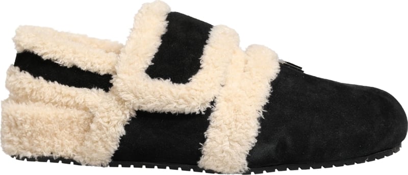 Dolce & Gabbana Beige Black Faux Fur Flats Men Sandals Shoes