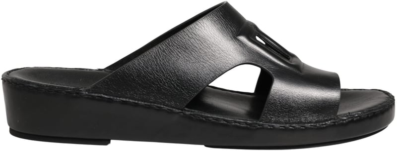 Dolce & Gabbana Black Leather Cutout DG Logo Sandals Shoes