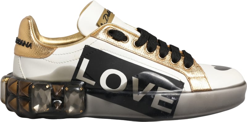 Dolce & Gabbana Multicolor Crystal StuddedLOVE Sneakers Shoes
