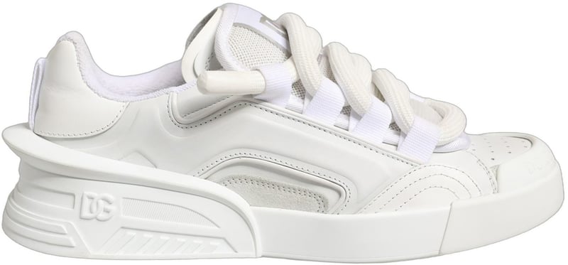 Dolce & Gabbana White Calfskin Leather Low Top Sneakers Shoes