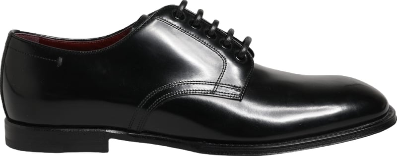 Dolce & Gabbana Black Calfskin Leather Derby Men Dress Shoes