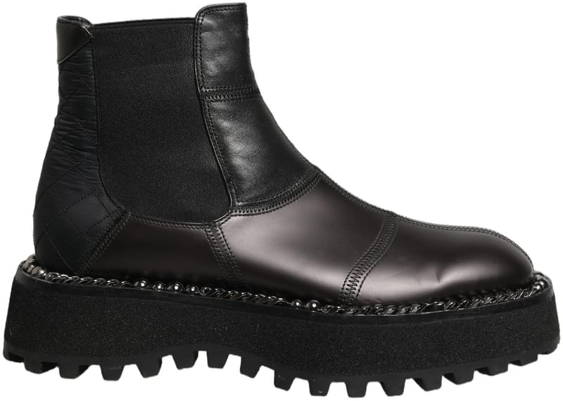Dolce & Gabbana Black Leather Slip On Chelsea Boots Shoes