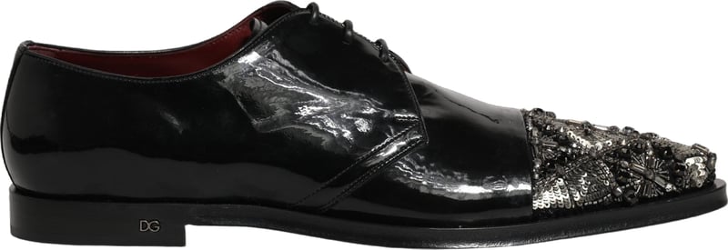 Dolce & Gabbana Black Embellished Derby Dress Formal Shoes