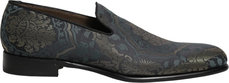 Dolce & Gabbana Black Floral Brocade Slip On Loafers Shoes