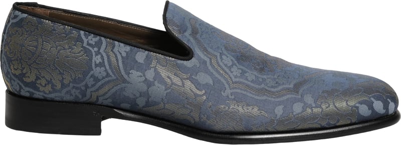 Dolce & Gabbana Blue Floral Brocade Slip On Loafers Shoes