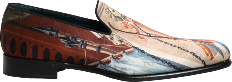 Dolce & Gabbana Multicolor Lion Print Slip On Loafers Shoes