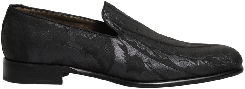 Dolce & Gabbana Black Brocade Men Slip On Dress Loafers Shoes