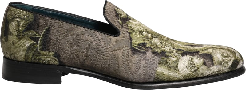 Dolce & Gabbana Brown Baroque Print Slip On Loafers Shoes