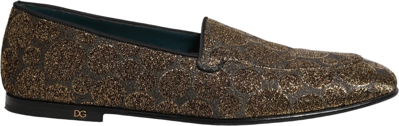 Dolce & Gabbana Gold Lurex Glitter Men Slip On Loafers Shoes