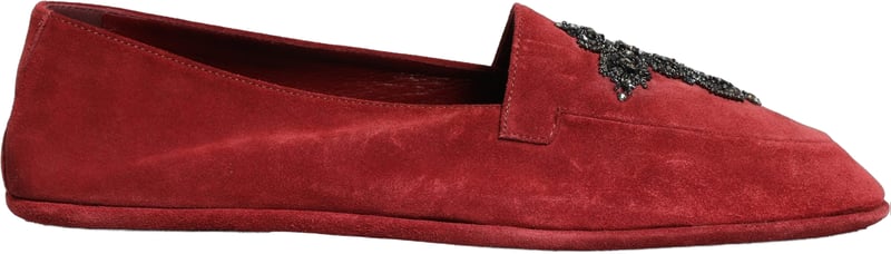 Dolce & Gabbana Red Suede Cross Slip On Dress Loafers Shoes