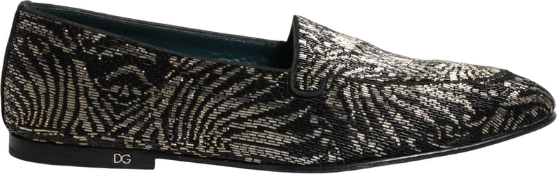 Dolce & Gabbana Black Silver Embellished Dress Loafers Shoes
