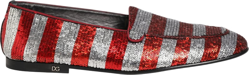Dolce & Gabbana Multicolor Flag Sequin Dress Loafers Shoes