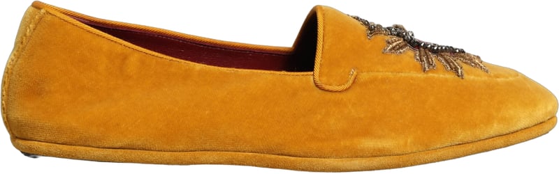 Dolce & Gabbana Yellow Velvet DG Heart Loafers Flats Shoes